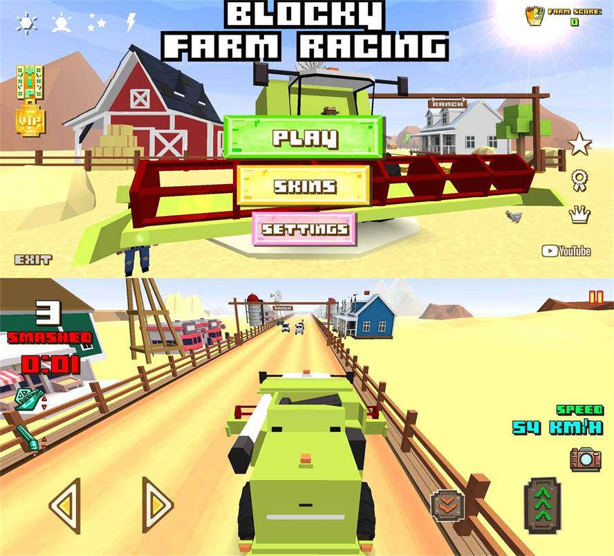 像素赛车游戏 方块农场赛车